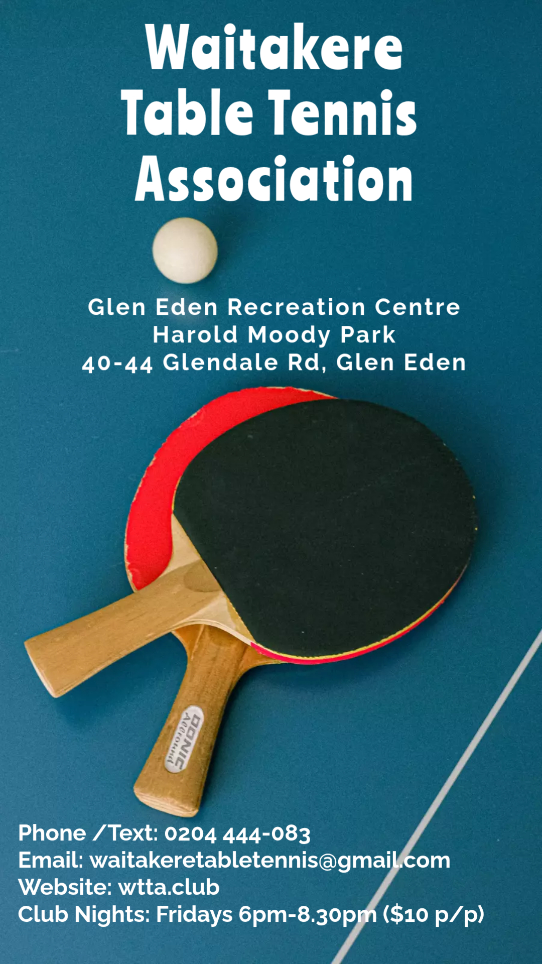 Waitakere Table Tennis Association (Friday Table Tennis Club Nights)